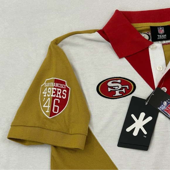 San Francisco 49ers Football Rugby Style Klew NFL Red Gold Polo Shirt Mens sizes - Picture 2 of 16